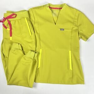 FIGS Scrub Set • Women’s XS Top XS/P Jogger Pant Limeade? Neon Medical Uniform